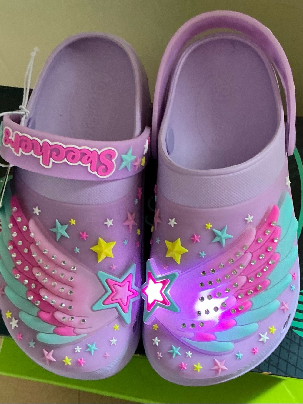 Skechers Foamies Light Up Purple Kids Clogs - Brand New